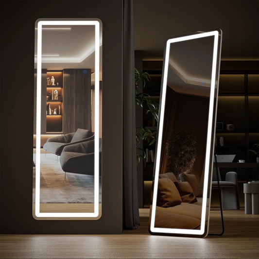 71"X26" Rectangle LED Full Length Mirror, Full Body Standing Floor Mirror, 3 Color Modes for Bedroom, Cloakroom